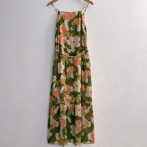 Trovata Birds Of Paradis Floral Square Neck Dress Size S